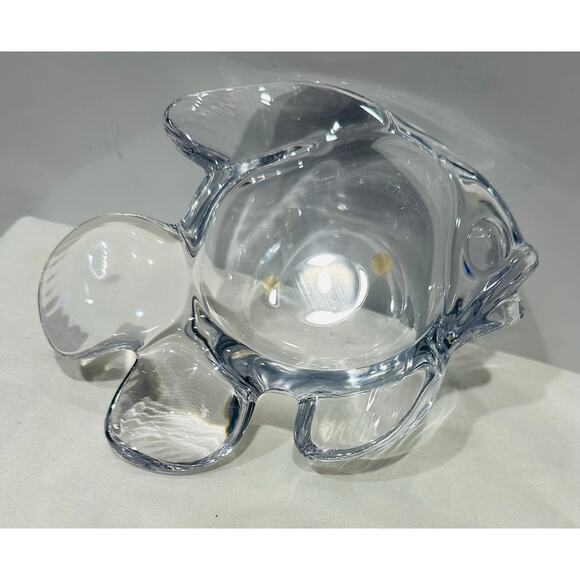 Fish Shaped Candy Trinket Art Vannes France Crystal Ring Dish 2”H x 6.5"L Vtg - Picture 3 of 10